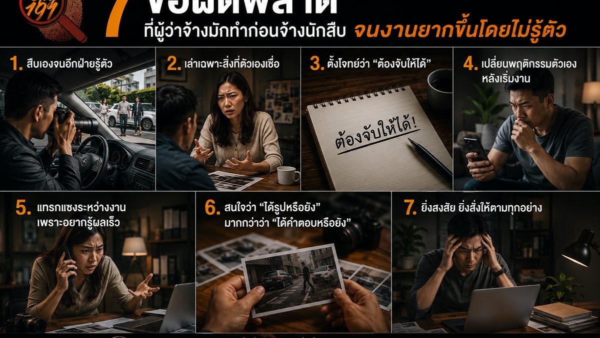 7 ข้อผิดพลาดที่ผู้ว่าจ้างทำก่อนจ้างนักสืบ