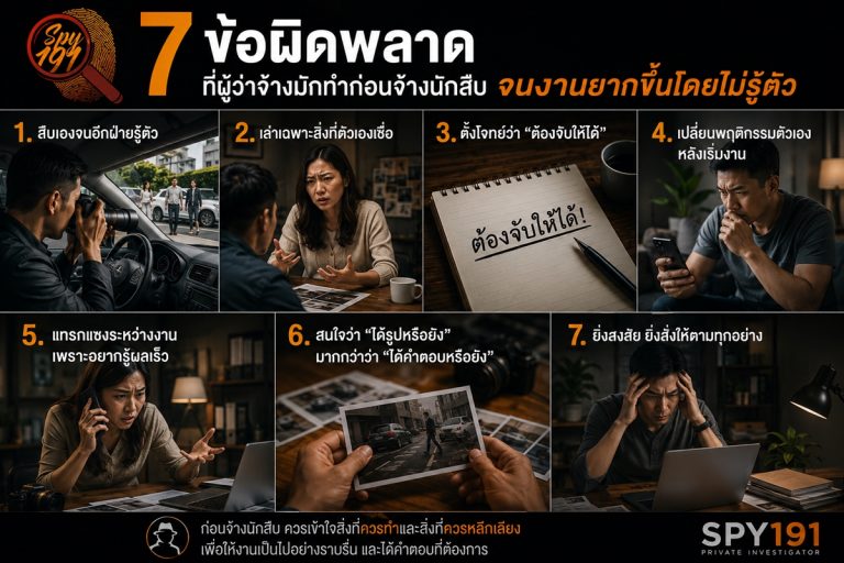 7 ข้อผิดพลาดที่ผู้ว่าจ้างทำก่อนจ้างนักสืบ