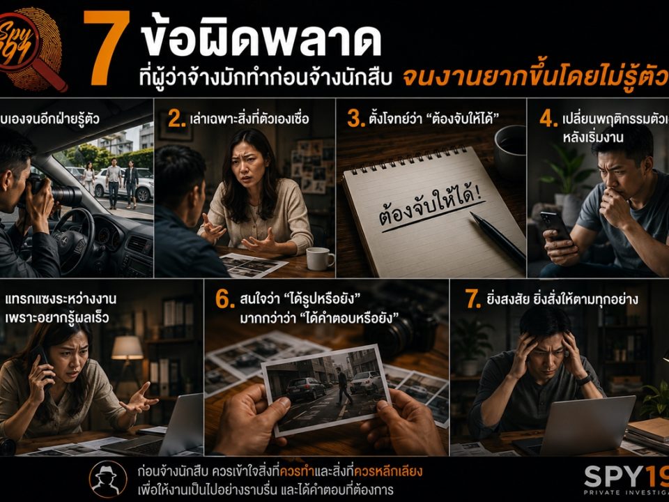 7 ข้อผิดพลาดที่ผู้ว่าจ้างทำก่อนจ้างนักสืบ